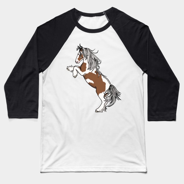 Bay Tobiano Rearing Gypsy Vanner Baseball T-Shirt by Ory Photography Designs